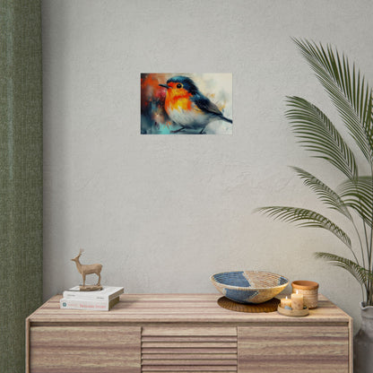 Red Breast Robin Art - Premium Art Print