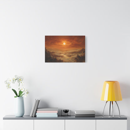 Red Dawn Sunset Landscape Art - Canvas