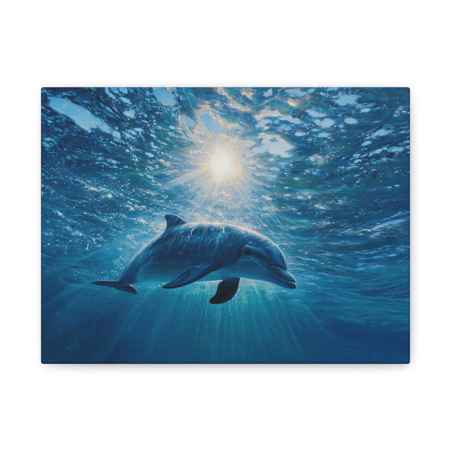 Sunlit Dolphin Underwater Art - Canvas