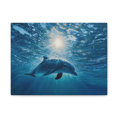 Sunlit Dolphin Underwater Art - Canvas