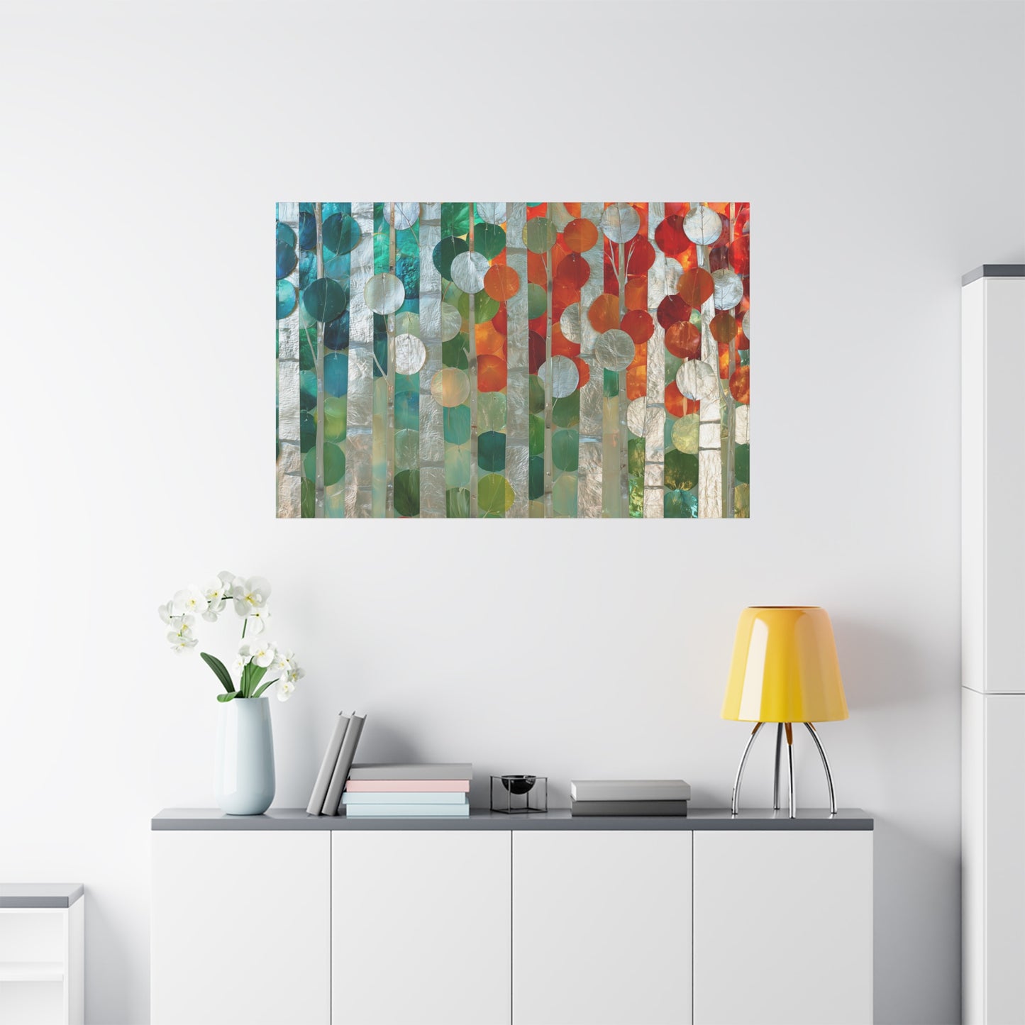 Silver Nature Abstract Color Circle Art - Canvas