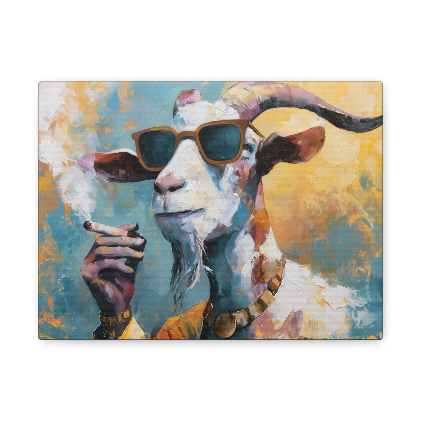 Gangster Goat Canvas Art - Cool Animal Wall Decor