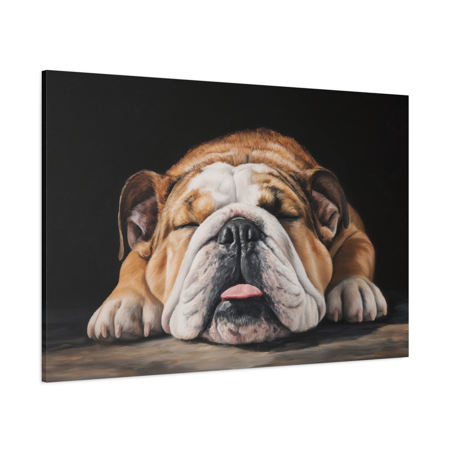 Sleeping Bulldog Canvas Art - Dog Wall Decor