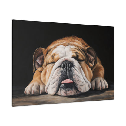 Sleeping Bulldog Canvas Art - Dog Wall Decor