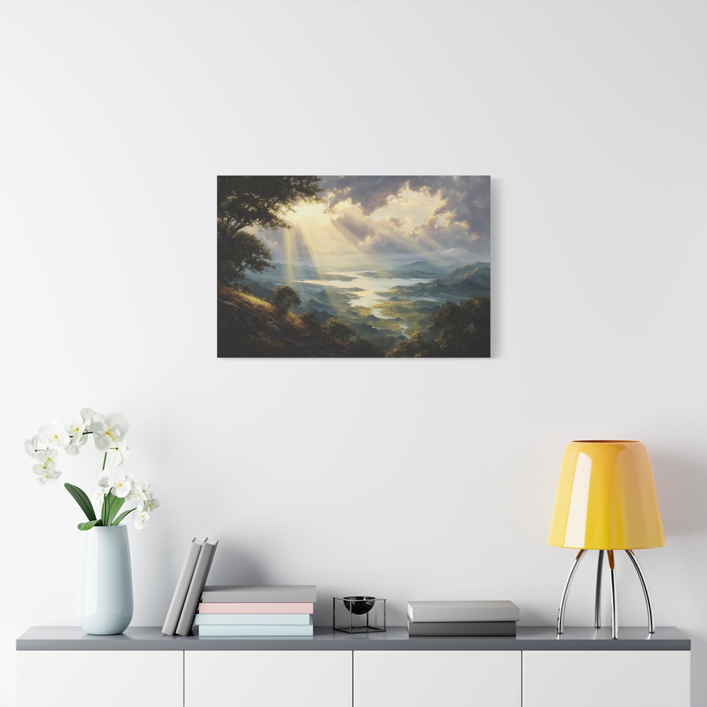 Sun Breaking Through Clouds Nature Art - Canvas