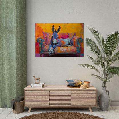 Regal Donkey Relaxing On A Couch - Premium Art Print