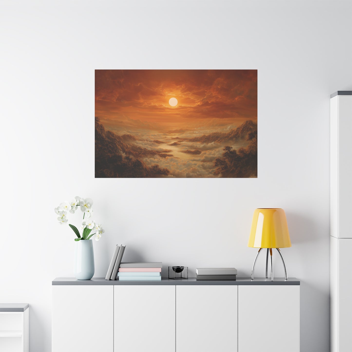 Red Dawn Sunset Landscape Art - Canvas