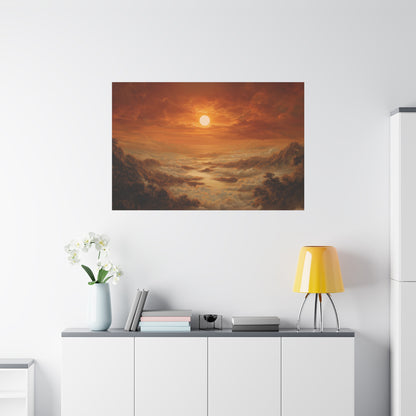 Red Dawn Sunset Landscape Art - Canvas