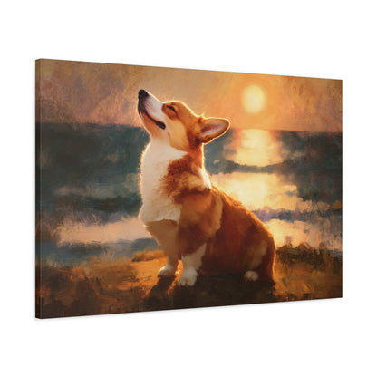 Corgi Sunbathing Canvas Art - Dog Wall Decor - Corgi Art