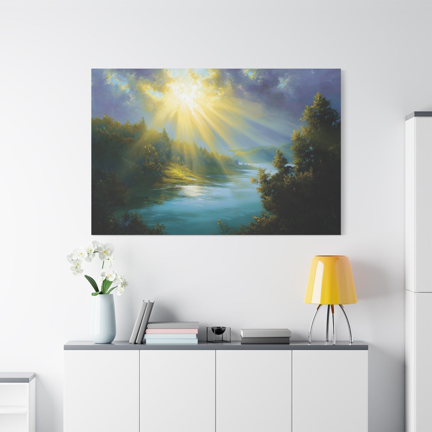 River and Forest Sunshine Art - Canvas