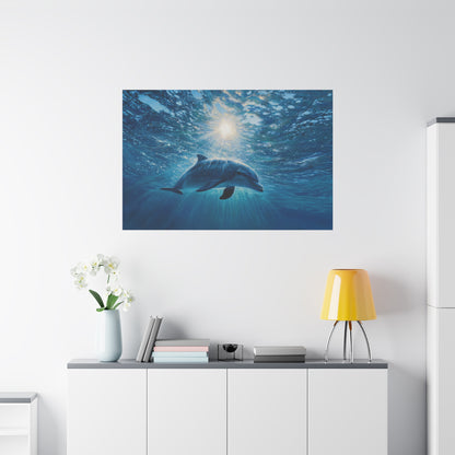 Sunlit Dolphin Underwater Art - Canvas