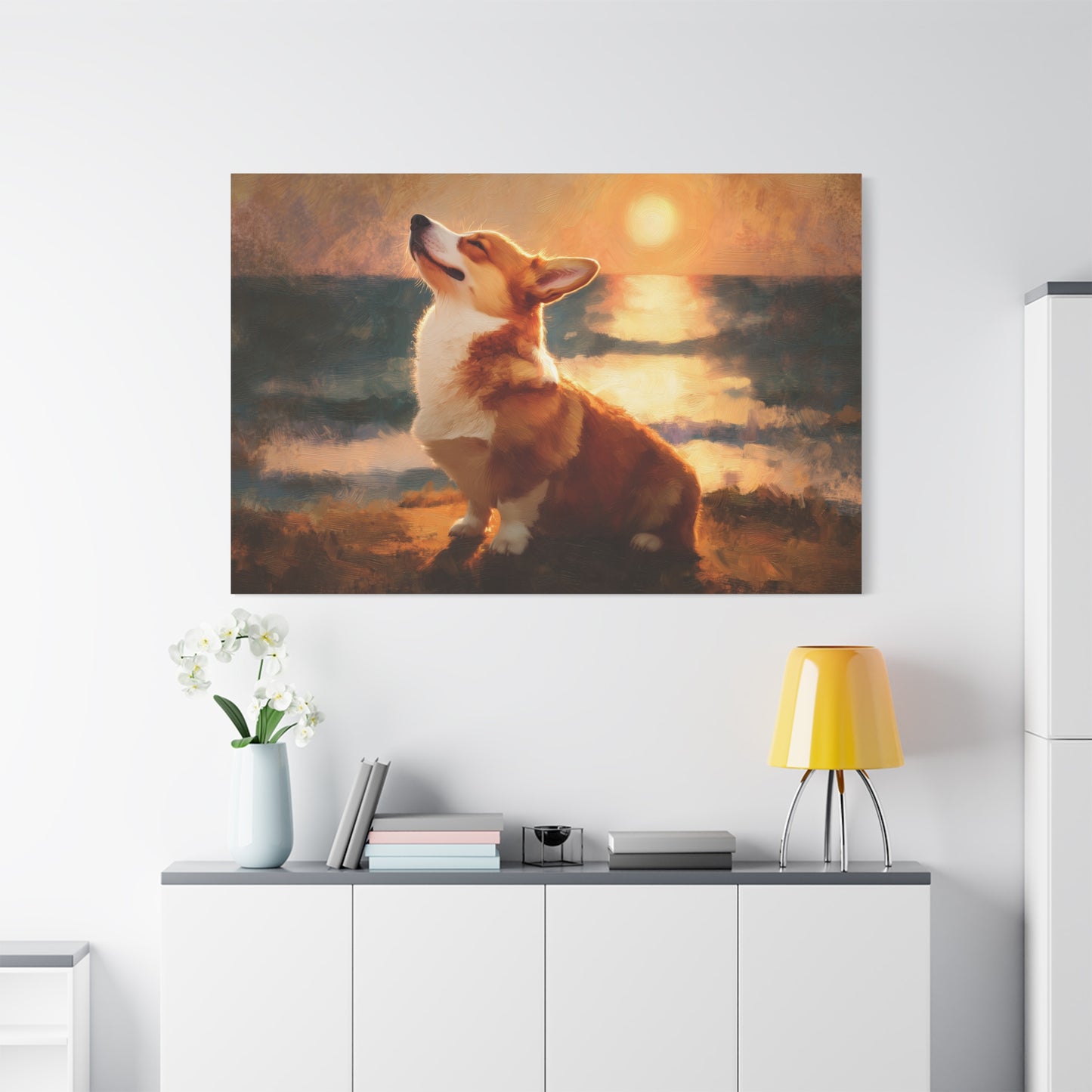 Corgi Sunbathing Canvas Art - Dog Wall Decor - Corgi Art