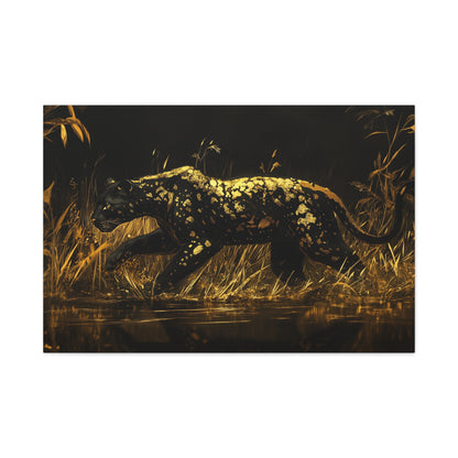 Gold Leaf Black Panther Animal Art - Canvas
