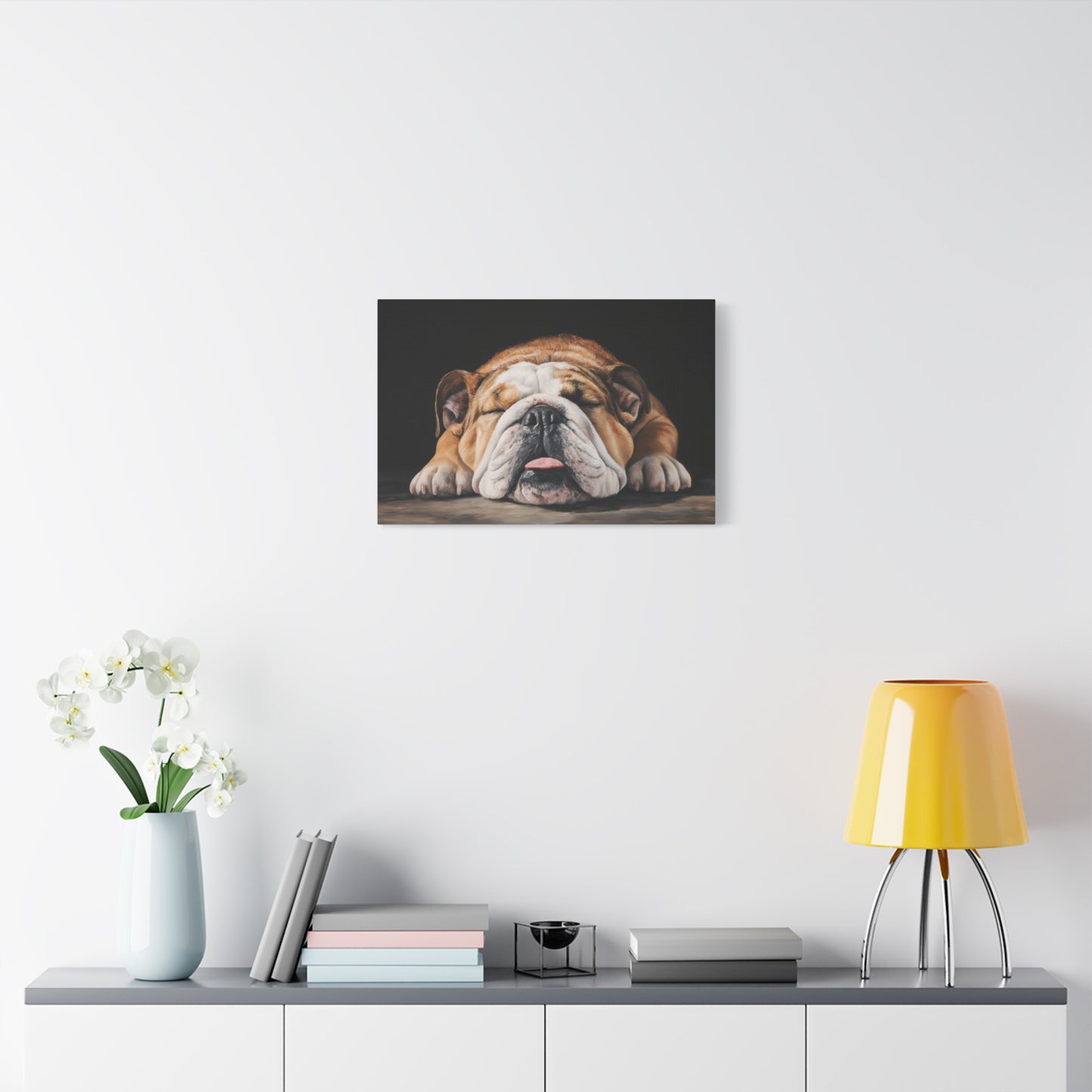 Sleeping Bulldog Canvas Art - Dog Wall Decor