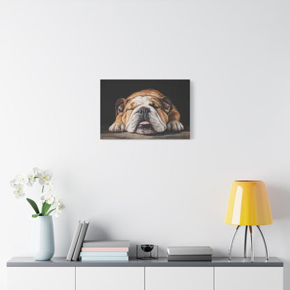 Sleeping Bulldog Canvas Art - Dog Wall Decor