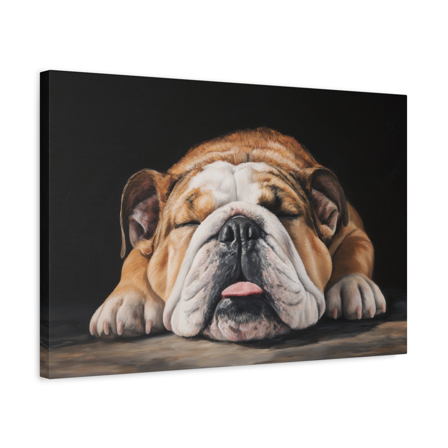 Sleeping Bulldog Canvas Art - Dog Wall Decor