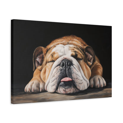 Sleeping Bulldog Canvas Art - Dog Wall Decor