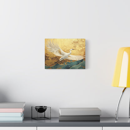Gold Leaf White Crane - Canvas