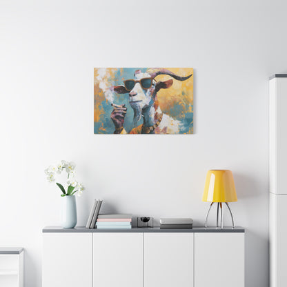 Gangster Goat Canvas Art - Cool Animal Wall Decor