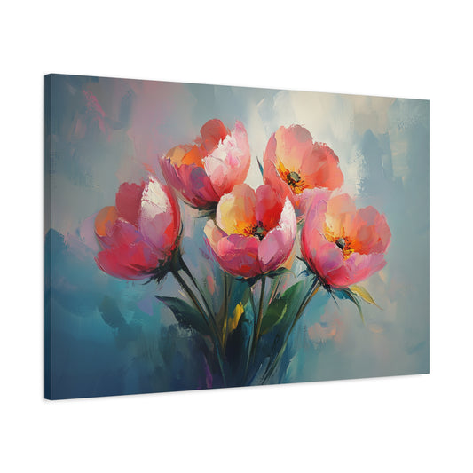 Pink Abstract Flowers - Canvas