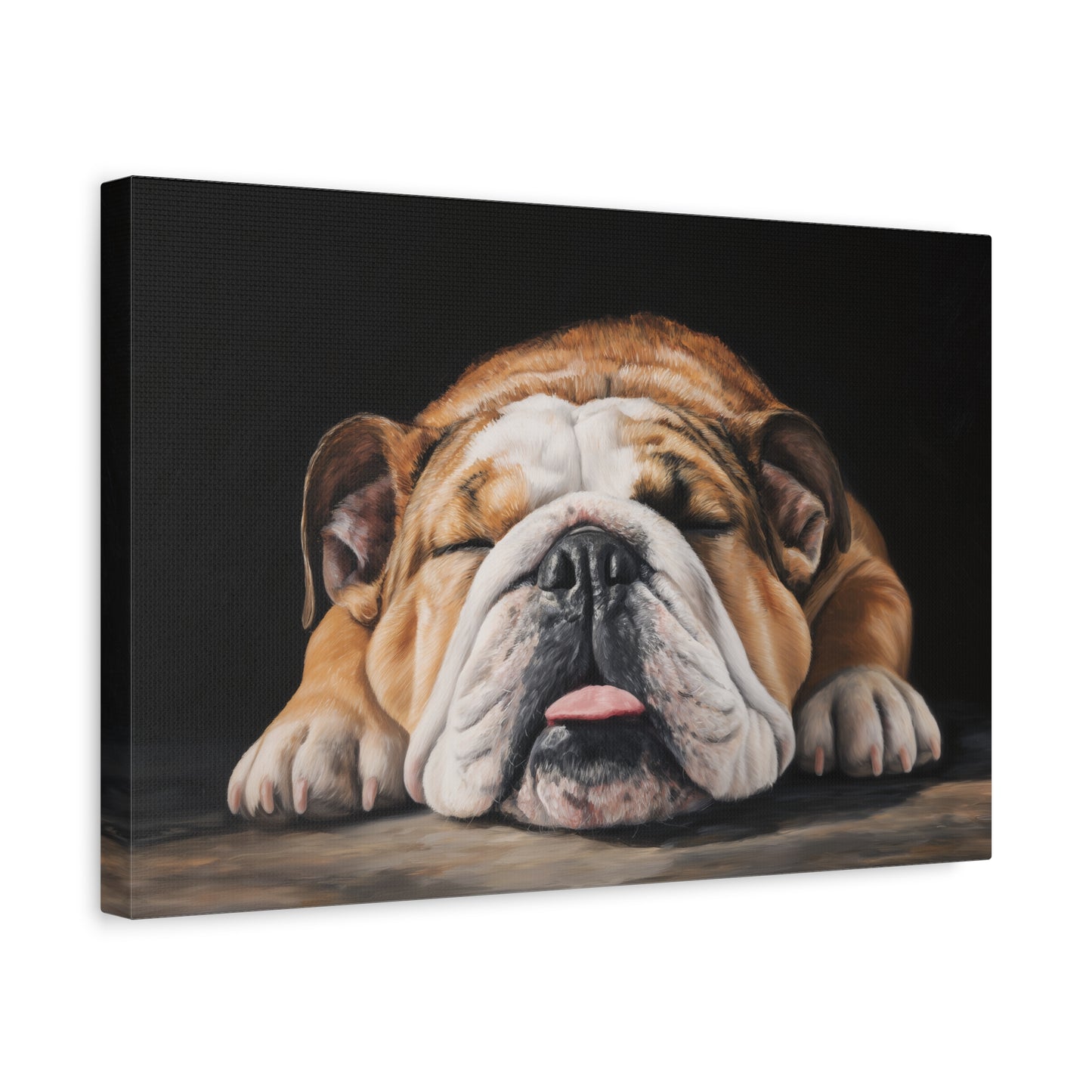 Sleeping Bulldog Canvas Art - Dog Wall Decor
