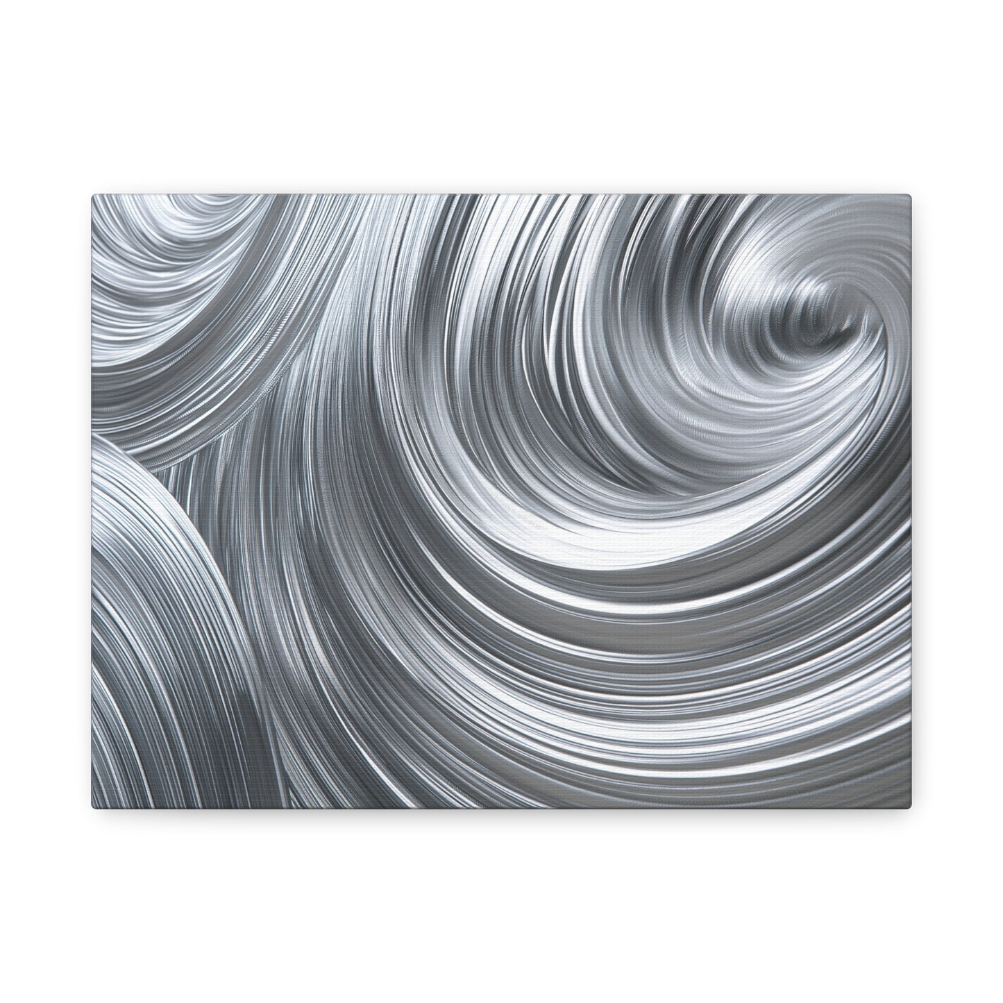 Silver Swirl Abstract Metallic Art - Canvas