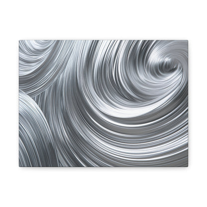 Silver Swirl Abstract Metallic Art - Canvas