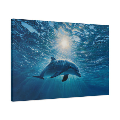 Sunlit Dolphin Underwater Art - Canvas