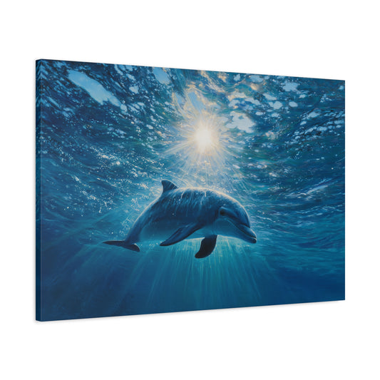 Sunlit Dolphin Underwater Art - Canvas