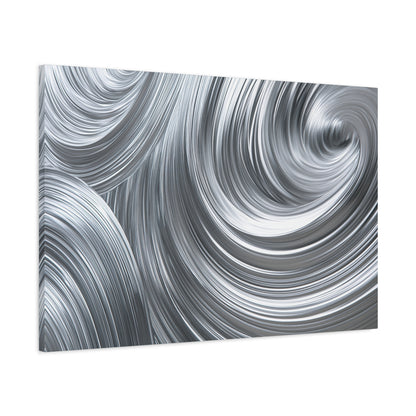 Silver Swirl Abstract Metallic Art - Canvas