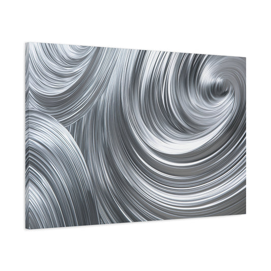 Silver Swirl Abstract Metallic Art - Canvas