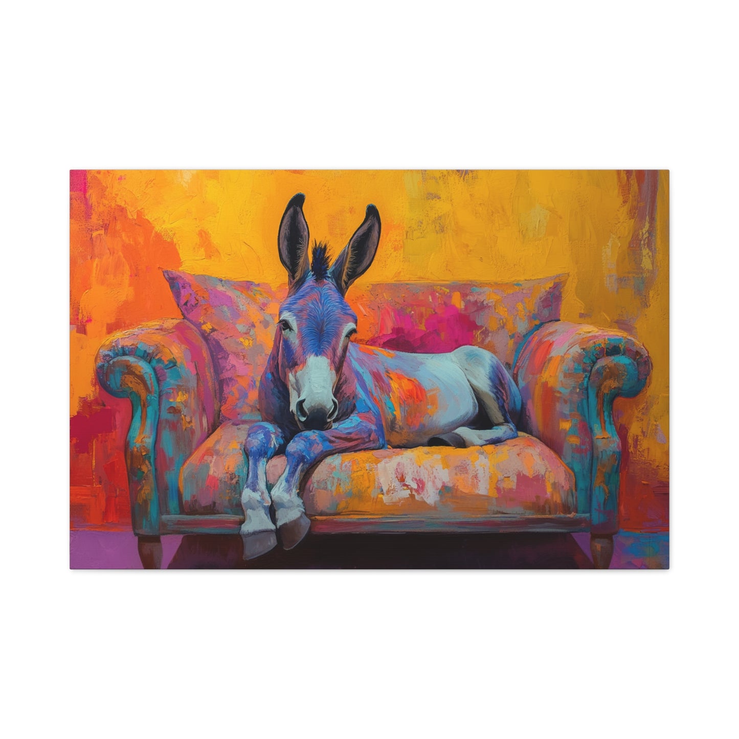Regal Donkey Relaxing On A Couch - Canvas