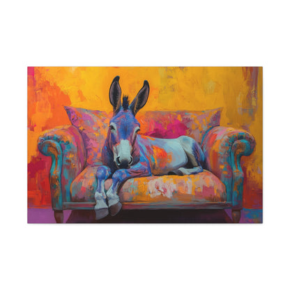 Regal Donkey Relaxing On A Couch - Canvas