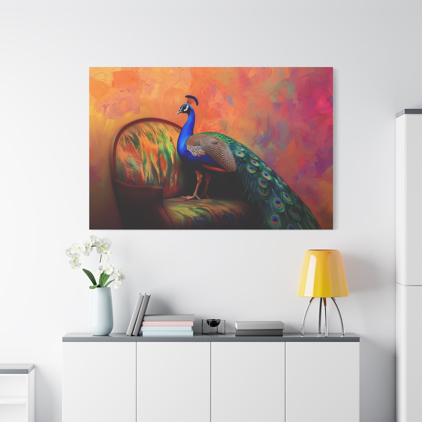 Peacock On A Fancy Chair - Canvas