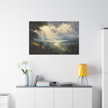 Sun Breaking Through Clouds Nature Art - Canvas