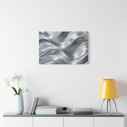 Silver Metallic Wave Art - Canvas