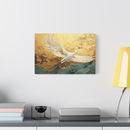 Gold Leaf White Crane - Canvas