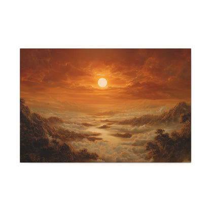 Red Dawn Sunset Landscape Art - Canvas