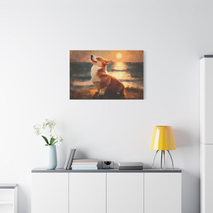 Corgi Sunbathing Canvas Art - Dog Wall Decor - Corgi Art