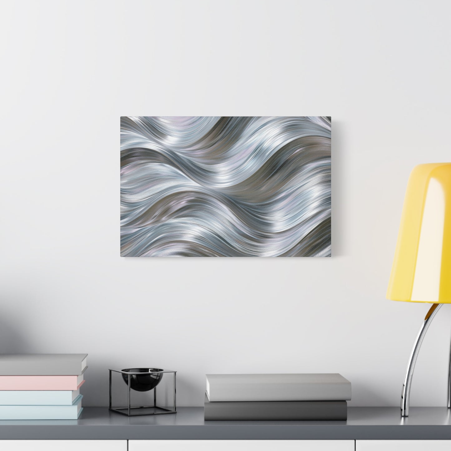 Silver Metallic Wave Art - Canvas