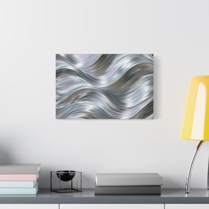 Silver Metallic Wave Art - Canvas
