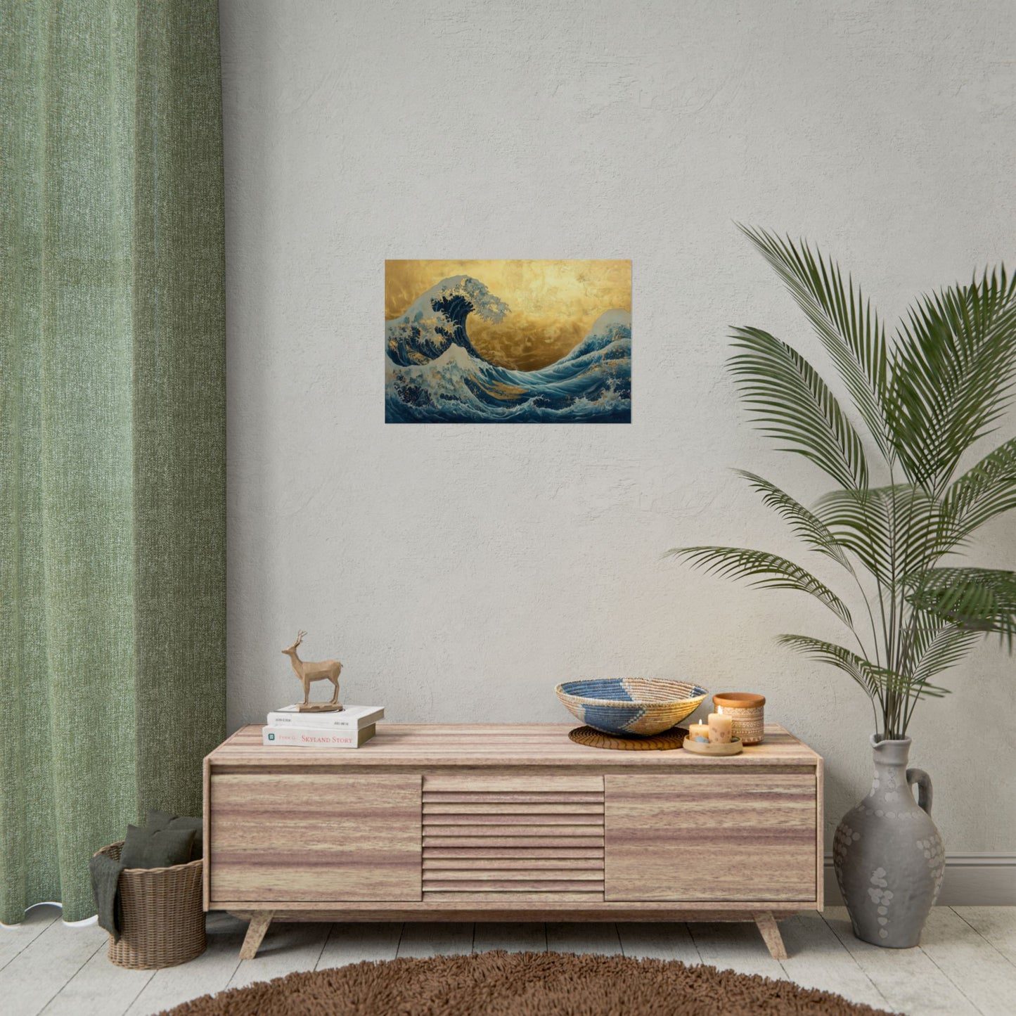 Gold Leaf Ocean Waves - Premium Art Print