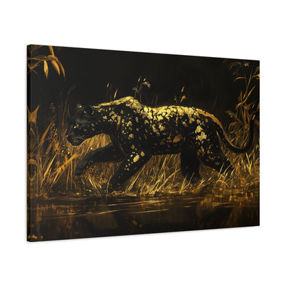 Gold Leaf Black Panther Animal Art - Canvas