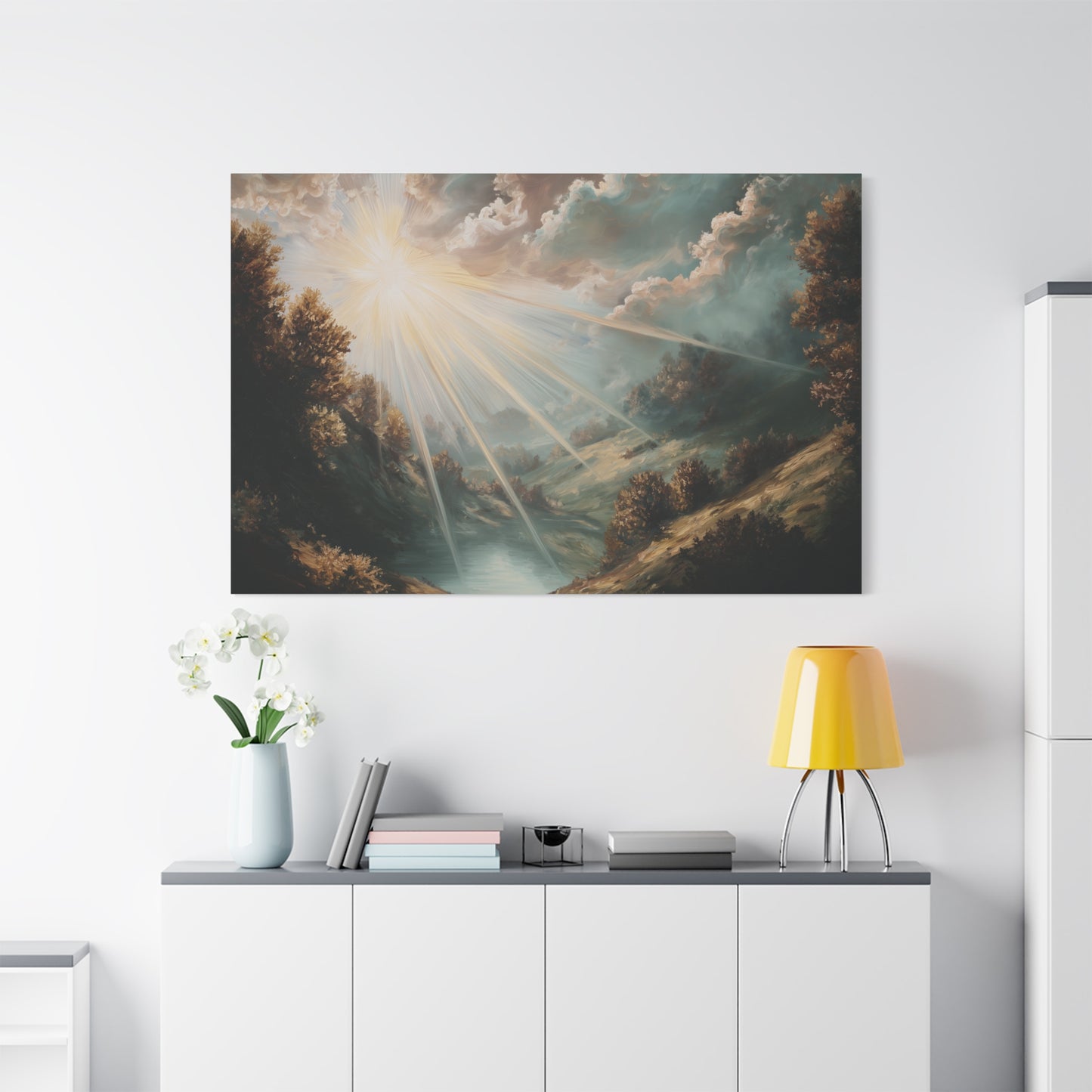 Sunshine River Landscape Art - Canvas