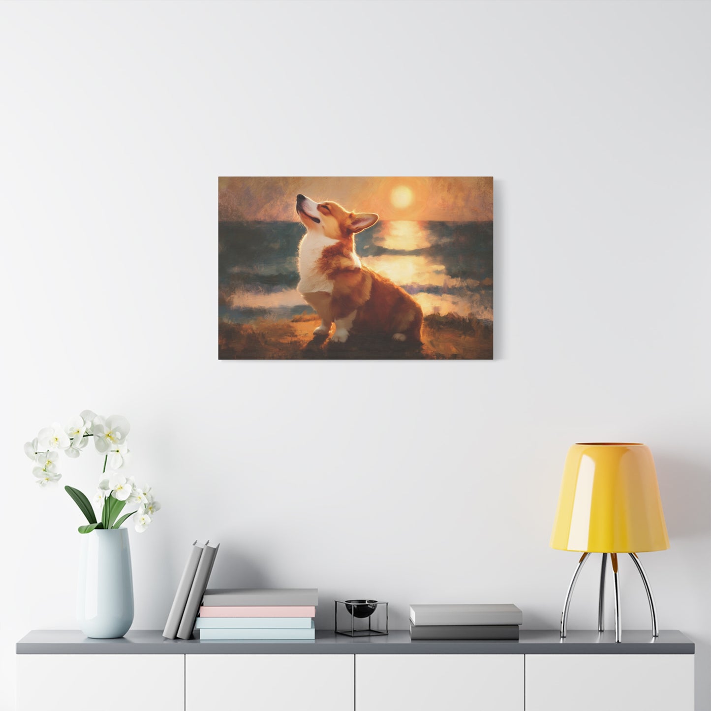 Corgi Sunbathing Canvas Art - Dog Wall Decor - Corgi Art