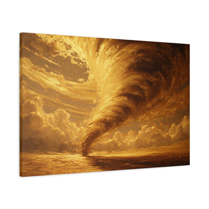 Gold Leaf Tornado Canvas Art - Tornado Art Decor