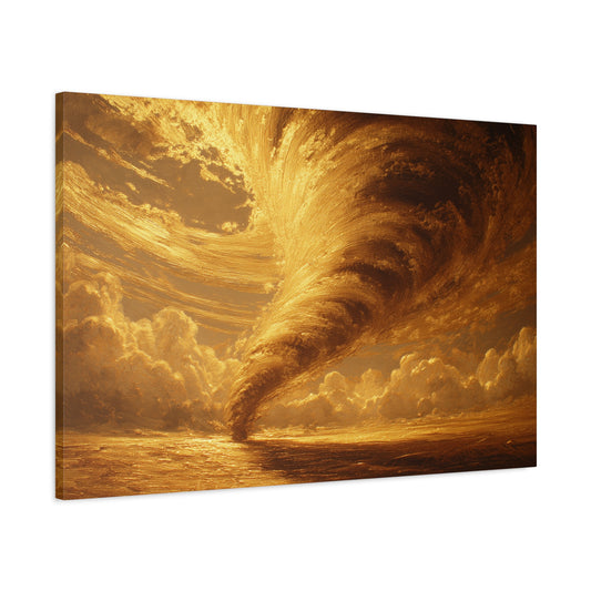 Gold Leaf Tornado Canvas Art - Tornado Art Decor