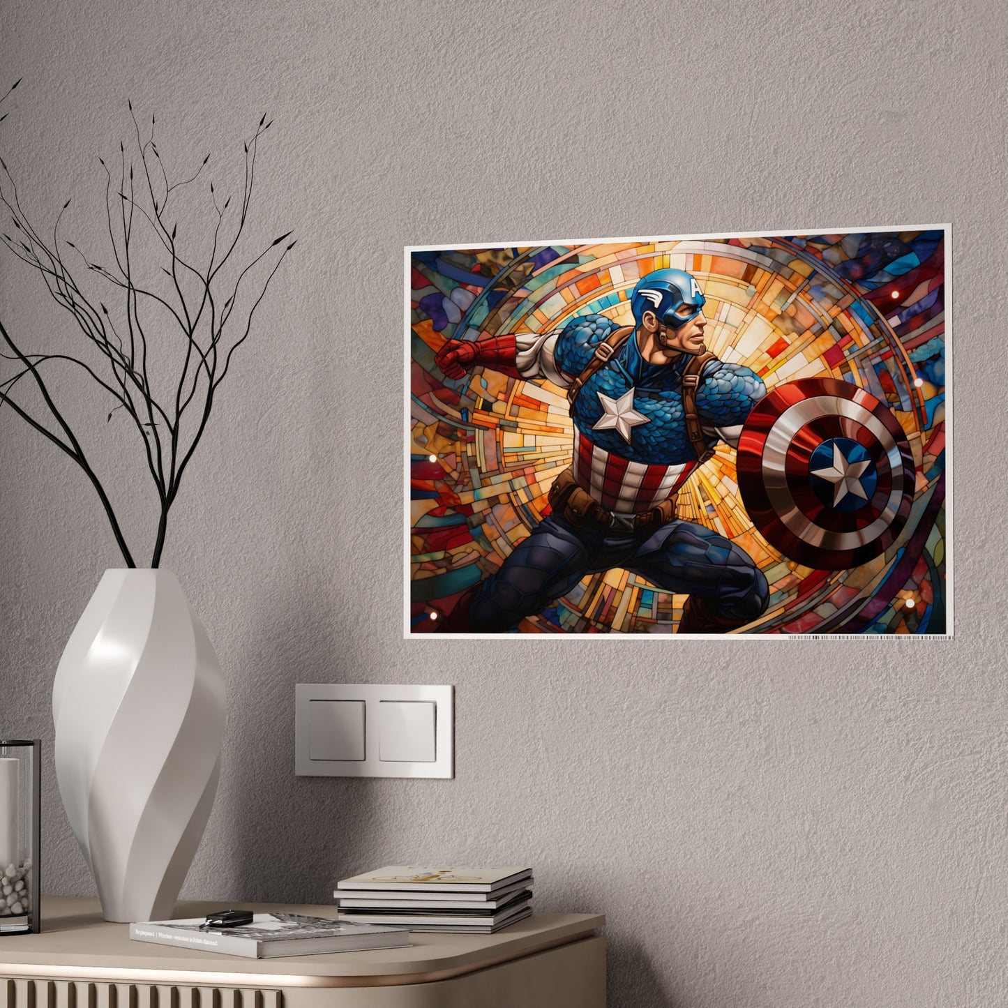 Mosaic Comic Book Captain Glossy Art Print