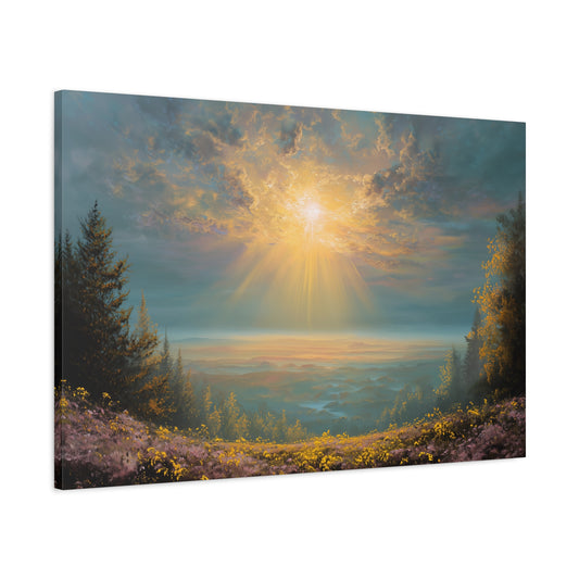 Sunlight Through Clouds Nature Art - Canvas
