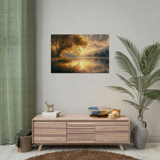 Peaceful Waterside Tranquility - Premium Art Print